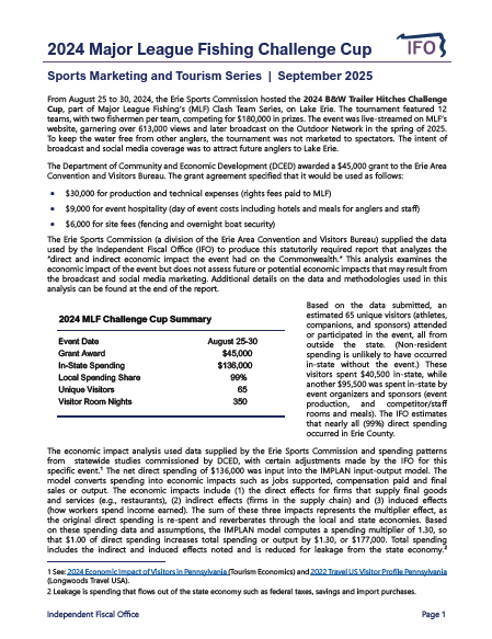 Release thumbnail - Sports, Marketing & Tourism Series: 2024 Major League Fishing Challenge Cup Impact Analysis - 2025-09-30