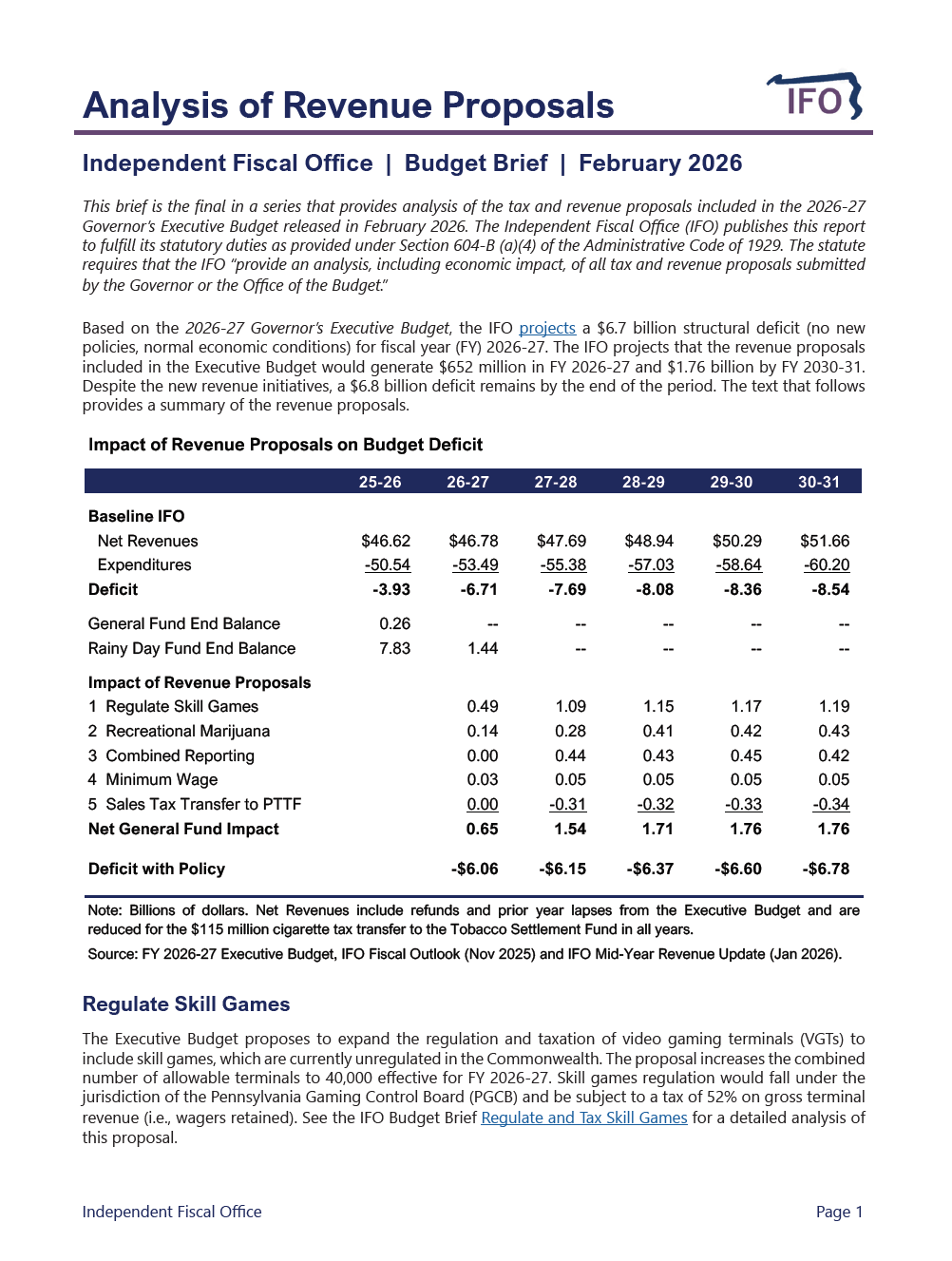 Release thumbnail - Analysis of Revenue Proposals - 2026-02-24