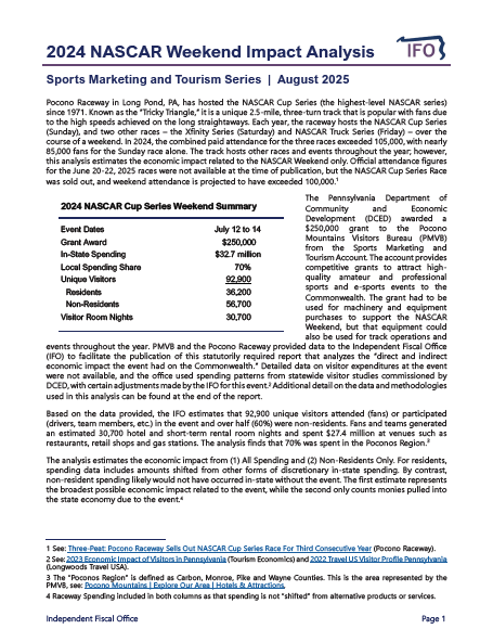 Release thumbnail - Sports, Marketing & Tourism Series: 2024 NASCAR Weekend Impact Analysis - 2025-08-06